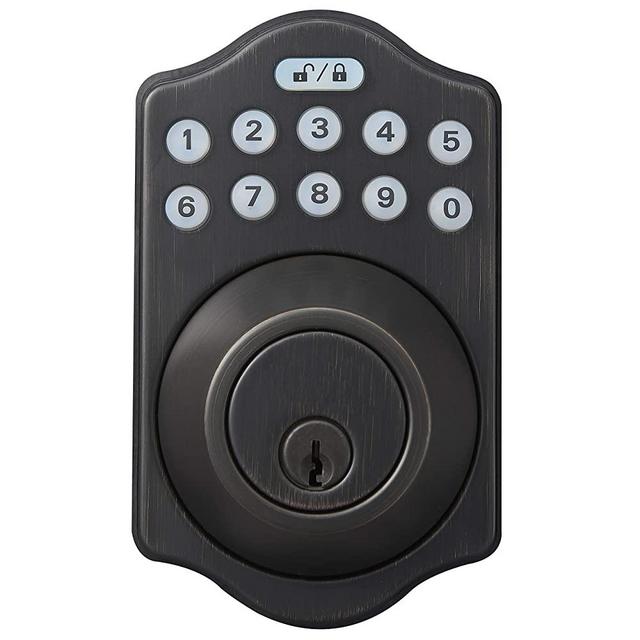 AmazonBasics Traditional Electronic Keypad Deadbolt Door Lock, Keyed Entry, Oil Rubbed Bronze