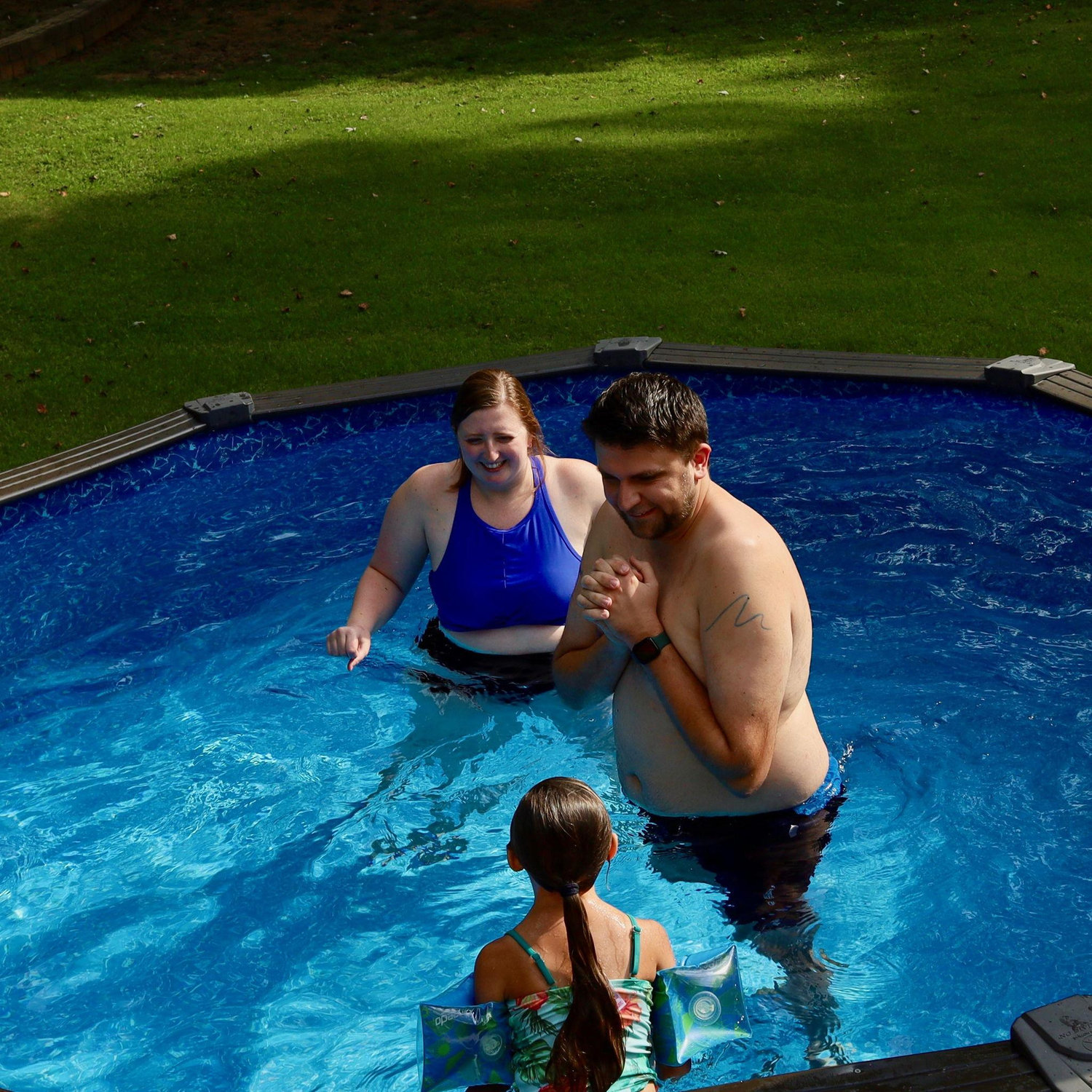 We can never say no to swimming with Steven's niece, Lila, even if it is barely 70 degrees outside!