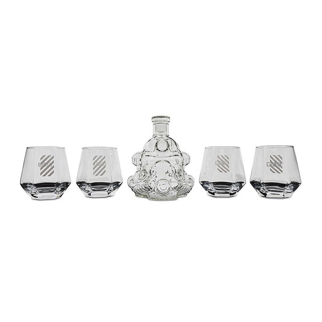 Fallout Brotherhood of Steel 5-Piece Whiskey Decanter Set With Glasses | Home Barware For Liquor and Beverages