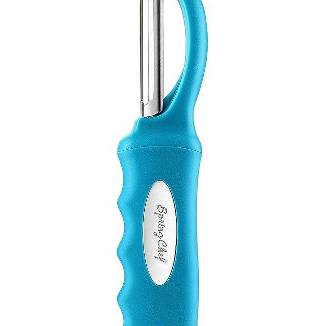 Spring Chef Premium Swivel Vegetable Peeler, Comfortable Handle and Ultra Sharp Stainless Steel Blades - Perfect Kitchen Peeler For Veggie, Fruit, Potato, Carrot, Apple - Teal
