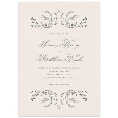 Dark Sage, Green Wedding Invitation - Camberley Portrait