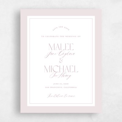 Dusty Rose, Pink Wedding Save the Date - Seren Portrait