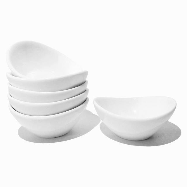 Holitika Sauce Dish - Olive Oil dipping dishes,Dipping Bowls Set, White Porcelain Dipping Sauce Bowls/Dishes for Soy Sauce, Ketchup, BBQ Sauce or Seasoning- 1 Oz,Set of 6,D1