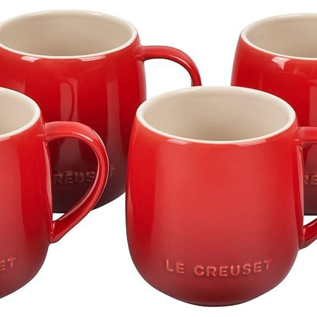 Le Creuset Stoneware Set of 4 Heritage Mugs, 13 oz. each, Cerise