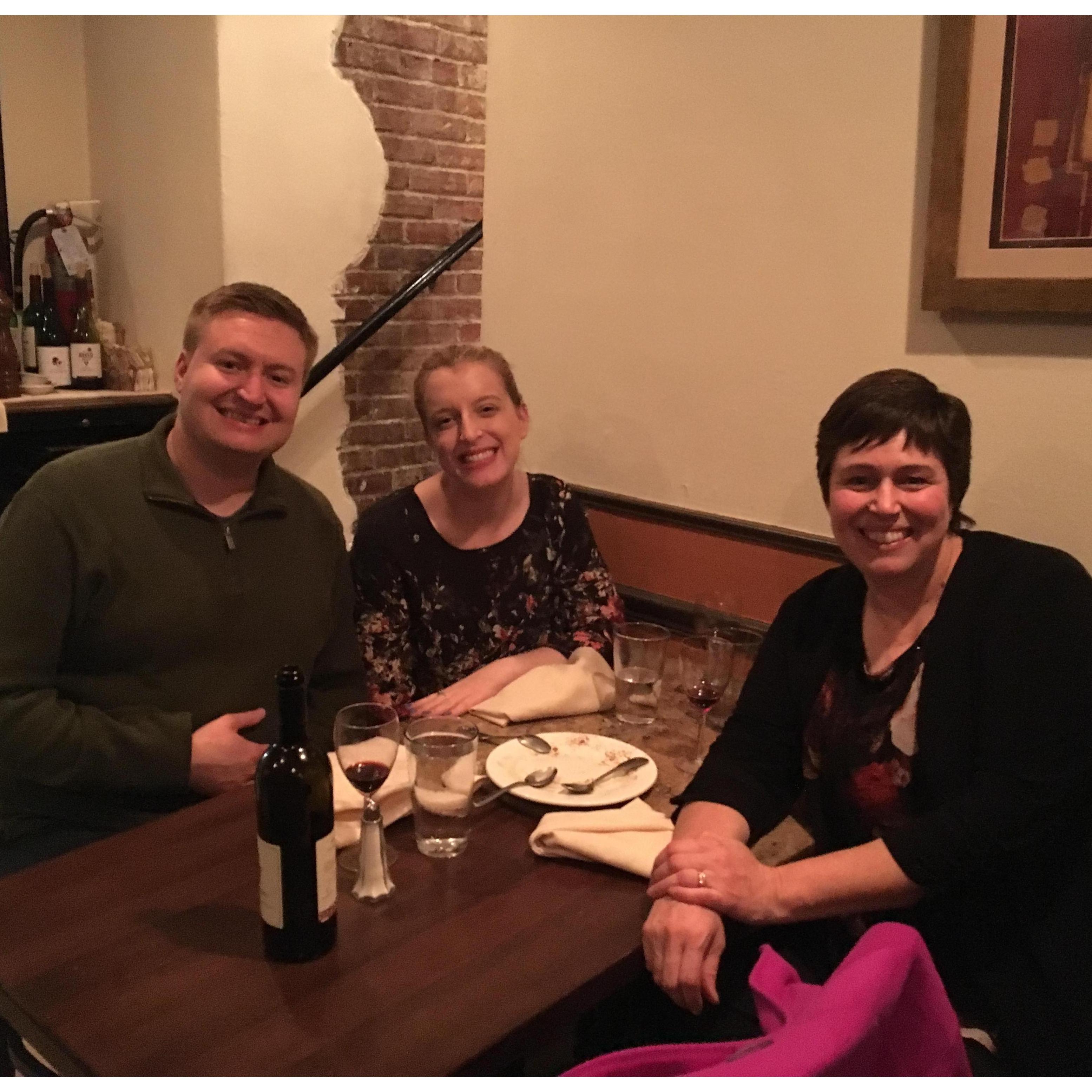 Dinner at our favorite restaurant! Seth's mom, Becky, came to help us move into the Juniper house, and then we went out to celebrate!