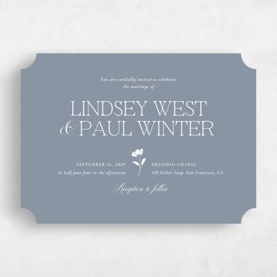 Blue Ticket Wedding Invitation - Kendall Landscape