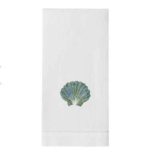 Shell Scallop Teal Hand Towel
