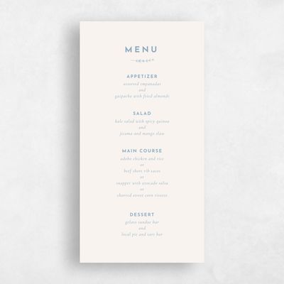 Dusty Blue Wedding Menu - Prins