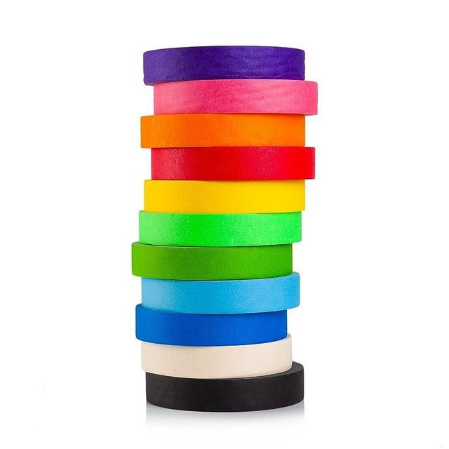 Craftzilla Colored Masking Tape – 11 Extra Large Rolls – 1,815 Feet x 1 Inch of Colorful Craft Tape – Vibrant Rainbow Color Teacher Tape – Great for Art, Lab, Labeling & Classroom Decorations