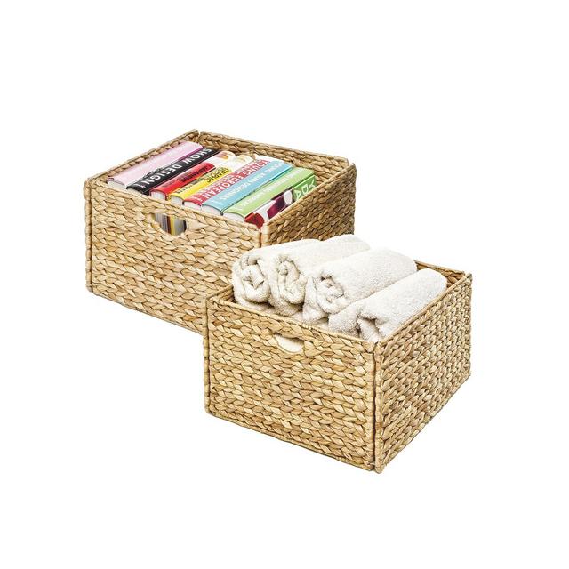 Seville Classics Woven Hyacinth Storage Cube Basket, Set Of 2