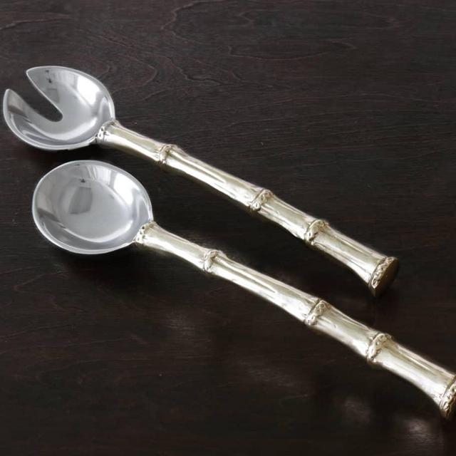 Beatriz BallGARDEN Bamboo Salad Servers with Golden Handles