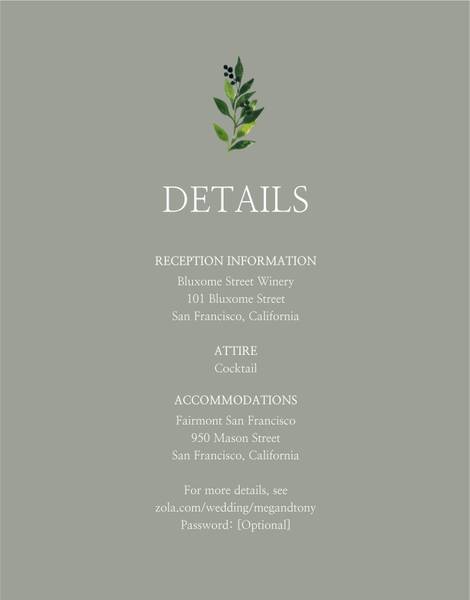 Gingerwood | Dark Sage | Zola Wedding Enclosure Cards