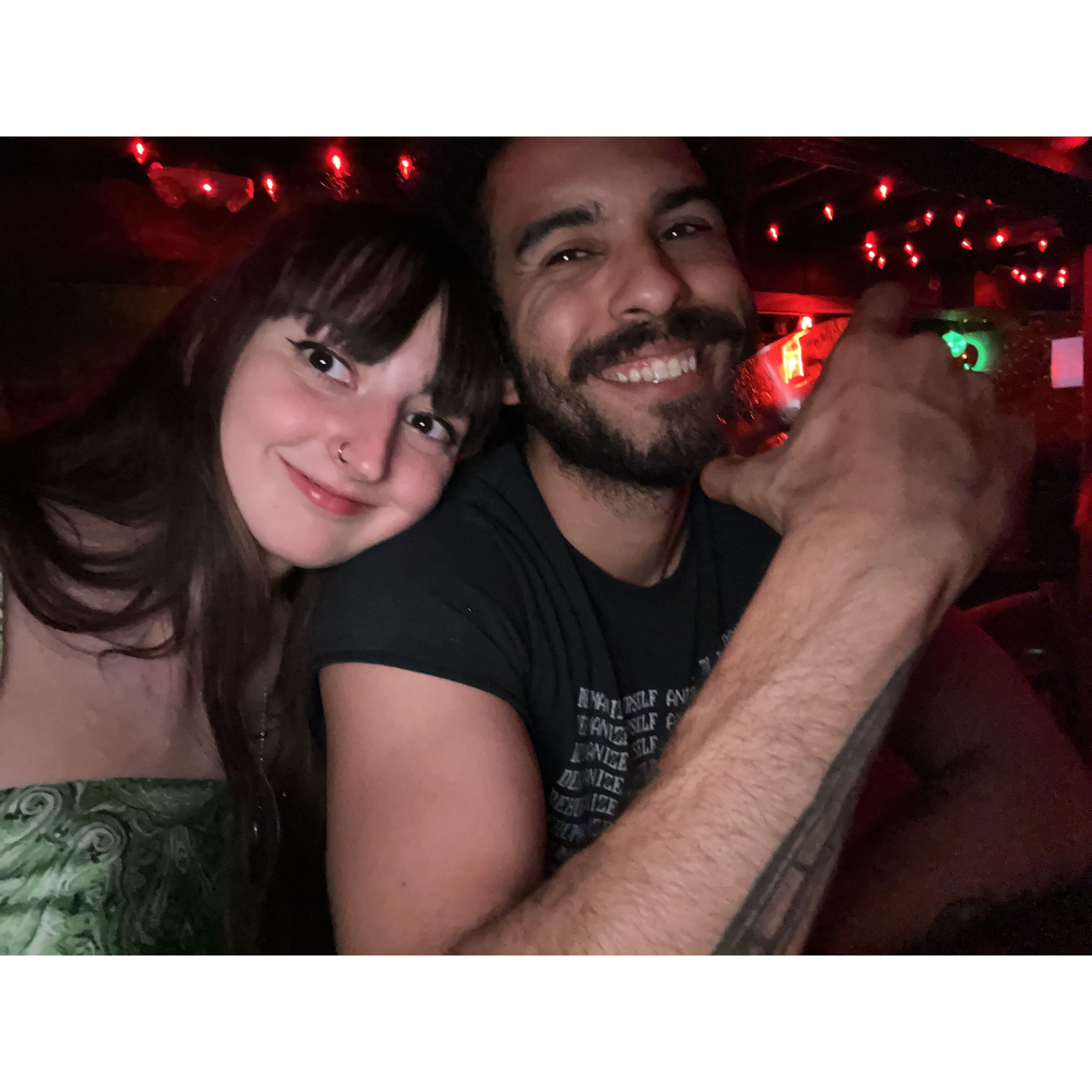 at our favorite bar, Black Sheep, in East Village Des Moines, IA summer 2023