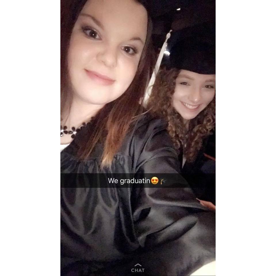Meadow and Ashley on college graduation day. Two best friends crushing goals together!