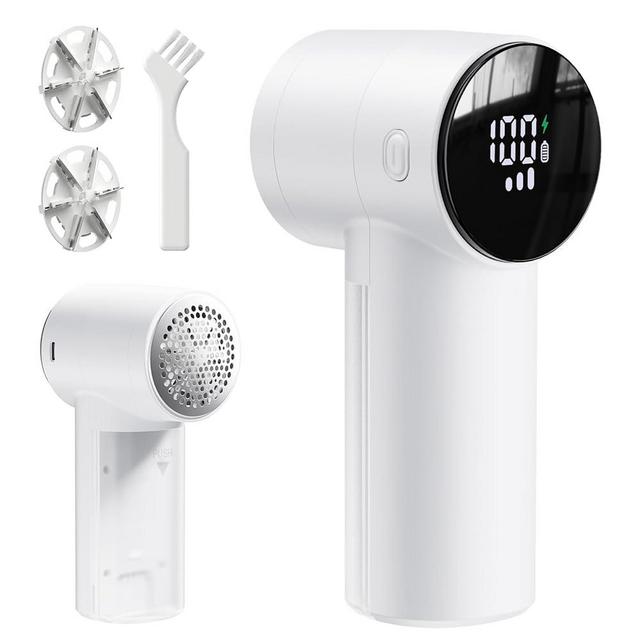 Rechargeable Fabric Shaver antime Electric Lint Remover Lint Shaver with Digital Display, Sweater Shaver with 6-Leaf Blades, 3 Speeds Defuzzer for Removing Fuzz from Clothes, Furniture, Blanket