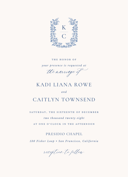 Mirra Portrait | Denim Blue | Zola Wedding Invitations