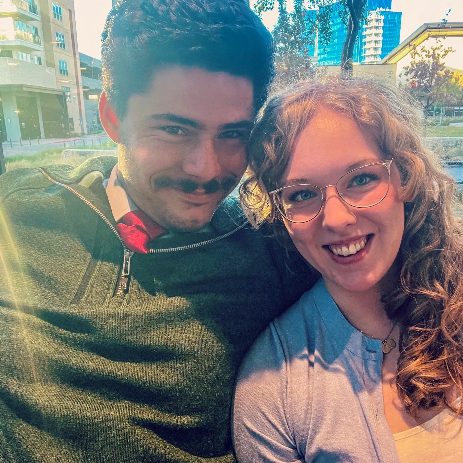 The morning we became official! We have a tradition of going to Tuesday morning Mass and having breakfast afterwards, so this is us at one of our favorite coffee places Pax's after Mass.