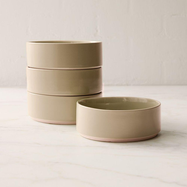 Straight-Sided Stoneware Cereal Bowl, Almond, Set of 4
