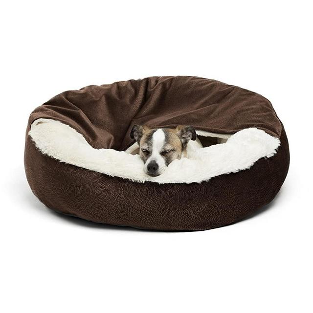 Cozy Cuddler Luxury Orthopedic Dog and Cat Bed with Hooded Blanket for Warmth and Security - Machine Washable, Water/Dirt Resistant Base, Multiple Color in 2 Sizes