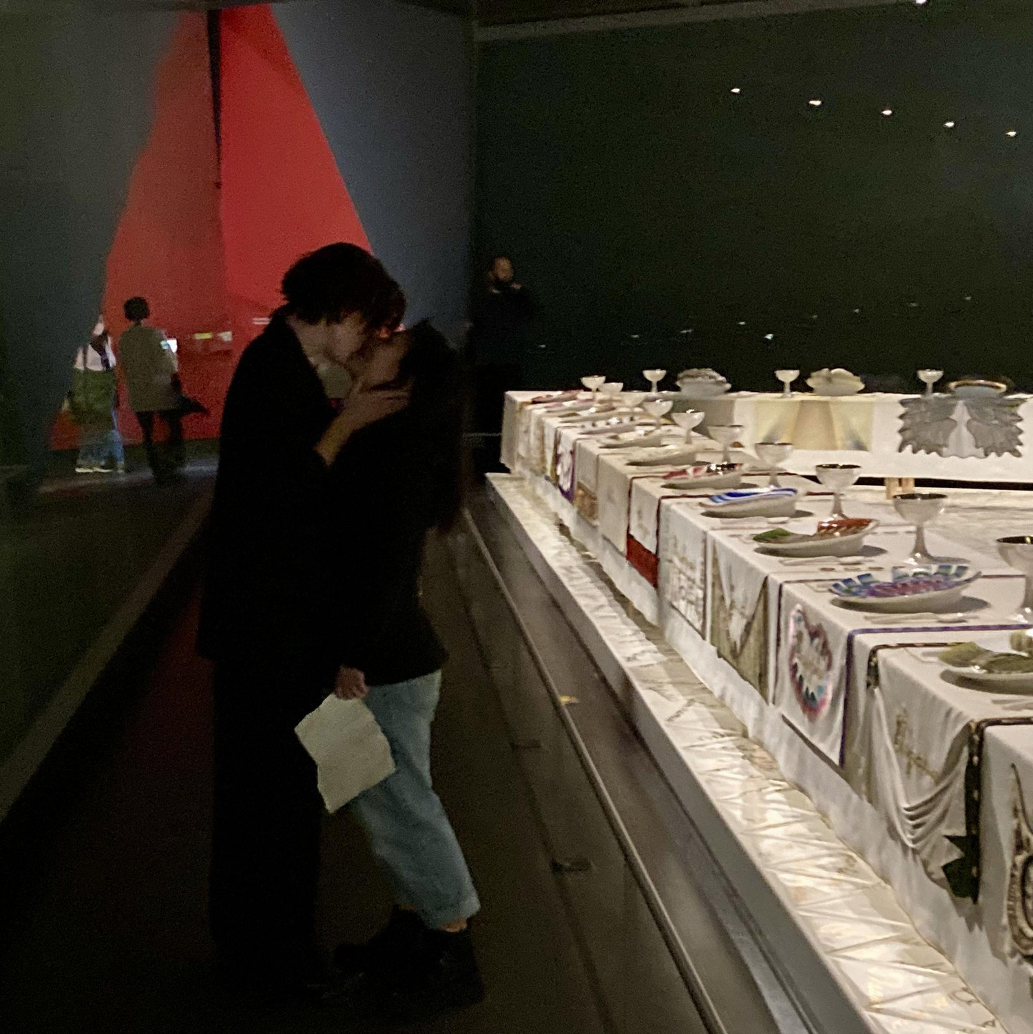 Meghan proposed to Ari in front of the Sappho table setting as part of Judy Chicago's "The Dinner Party". (A favorite art piece of Meghan & Ari's).