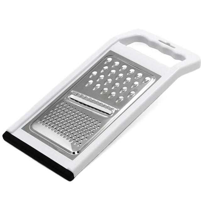 Chef Craft 1-Piece Stainless Steel No Skid Bottom Flat Grater, 11", White