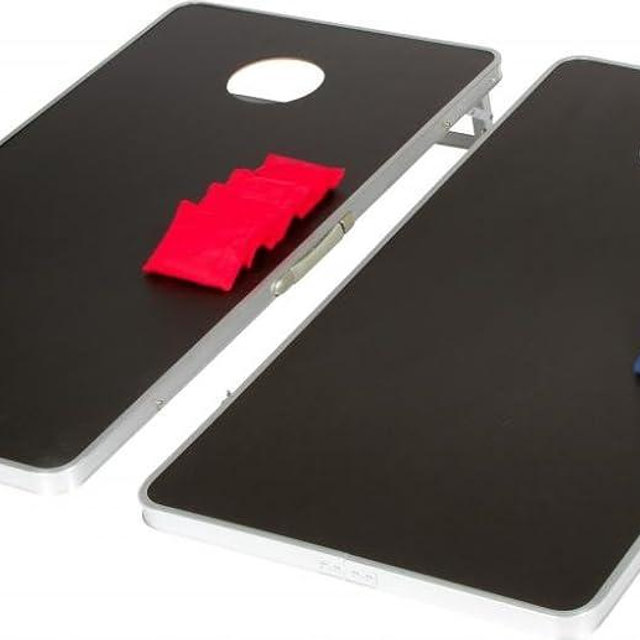 4' Corn Hole & Bean Bag Toss Set - Lightweight & Portable Aluminum - by Trademark Innovations (Black)