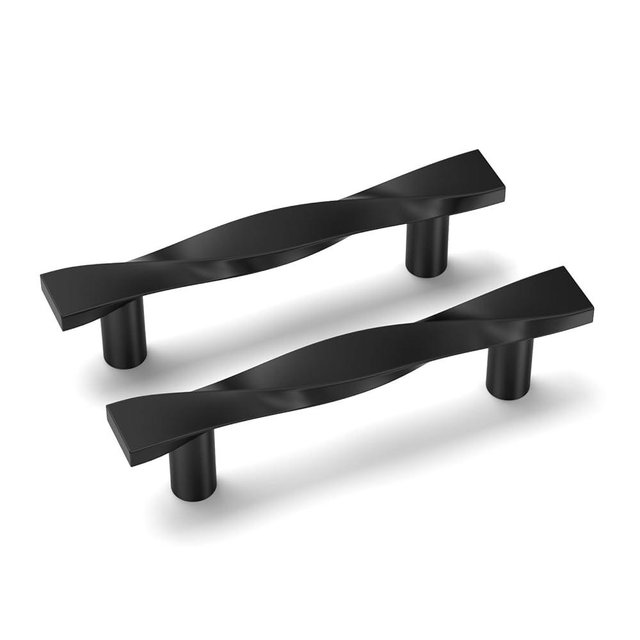 goldenwarm 10 Pack Black Cabinet Handles Matte Black Cabinet Pulls Kitchen Drawer Pulls Solid Zinc Alloy Drawer Handles 3Inch Hole Center Dresser Door Hardware