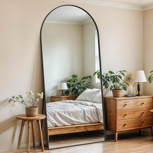 Novlux 71" x 28" Full Length Mirror, Arched Full Body Mirror Standing Mirrors, Large Floor Mirrors for Bedroom Bathroom Living Room, Black