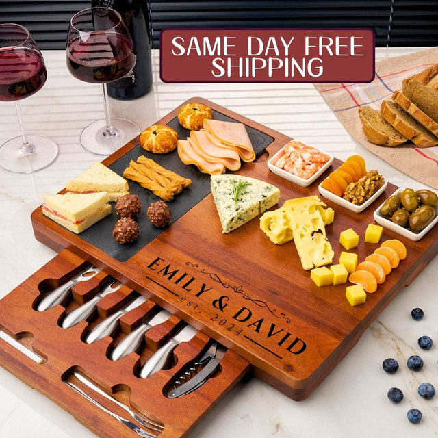 Personalized Charcuterie Board Set Cheese Board And Knife Set Realtor Closing gift Custom Charcuterie board Wedding Gift Mothers Day Gift