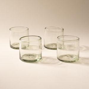 Handblown Glassware - Clear, Short Set of 4