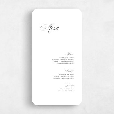 White Rounded Wedding Menu - Jade