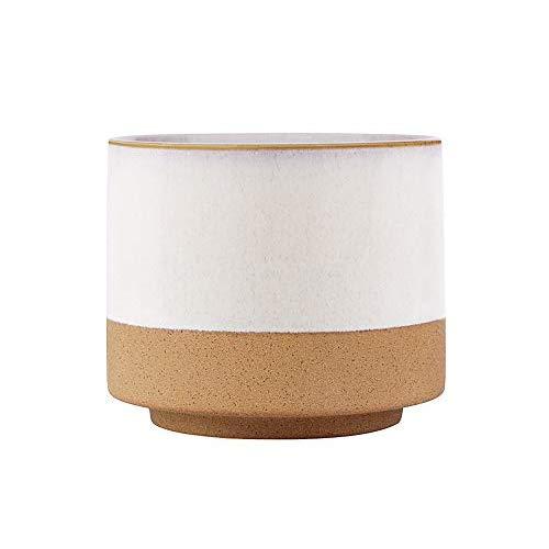 Ceramic Stoneware Planter - Plant Pot for Indoor and Outdoor, 6 ½” H, Sand & White - Stylish Flower Pots with Drainage - Modern Home Decor for Plants - Accessories for Patio or Garden