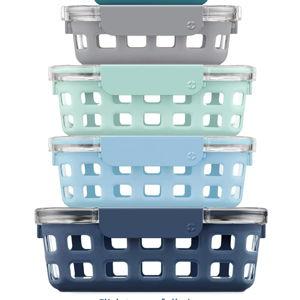 Ello Duraglass Mixed Meal Prep Sets Leak-Proof Glass Food Storage Containers with Silicone Sleeves and Airtight BPA-Free Lids, Dishwasher, Microwave, and Freezer Safe