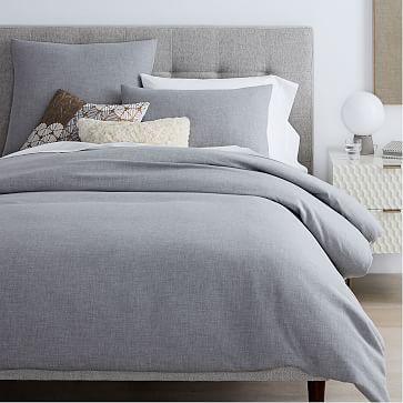 Cotton Cashmere Duvet Cover - Queen - Heathered Grey