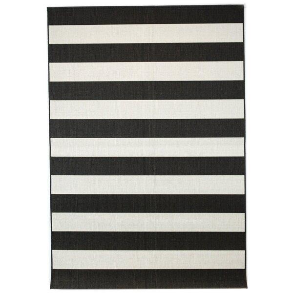 Gonsalez Striped Black Indoor/Outdoor Area Rug