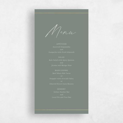 Green Elegant Wedding Menu - Sheffield