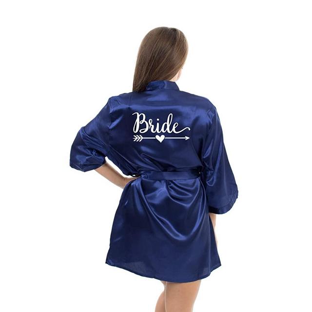 Satin Robe for Bridesmaid Party with White Foil