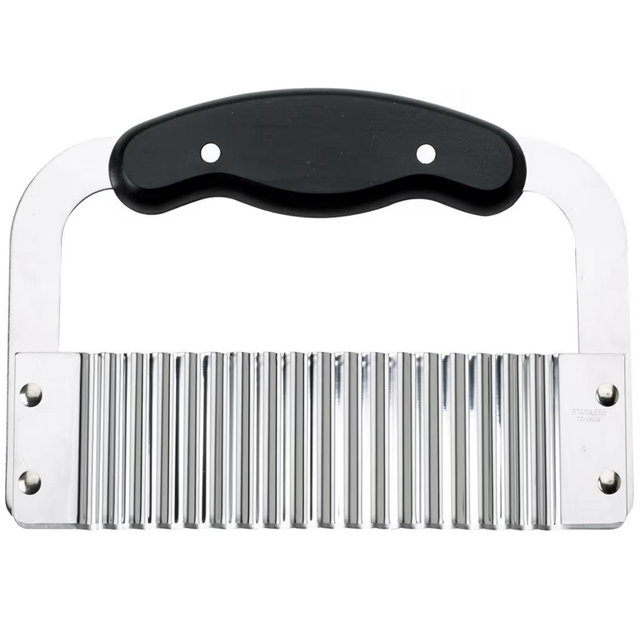 HIC Kitchen Crinkle-Cut Wave Slicer French Fry Vegetable Cutter, Stainless Steel Blade, For Waffle Fries Chips Decorative Vegetables Holiday Meal Prep And Baby-Led Weaning