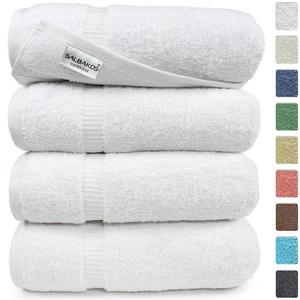Salbakos - Turkish Luxury Hotel & Spa Collection 27"x54" Bath Towels Turkish Cotton Organic and Eco Friendly (Set of 4, White)