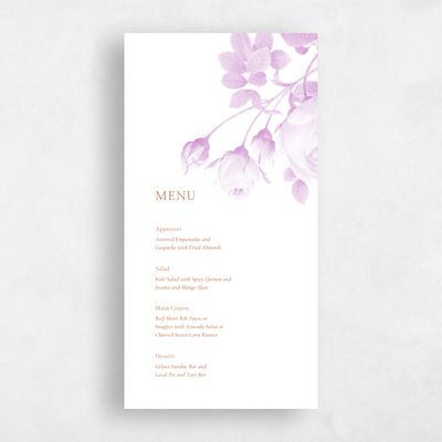 Pink Elegant Wedding Menu - Milna