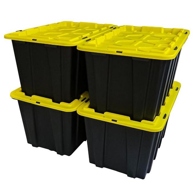 Lifetime Appliance (4 PACK) 17 Gallon Plastic Storage Bin Tote Organizing Container with Ultra Durable Secure Latching Lids, Stackable, Extra Strength Clear with Built in Handle