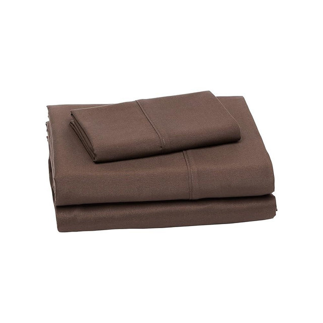Amazon Basics Lightweight Super Soft Easy Care Microfiber 3-Piece Twin XL Sheet Set with 14-Inch Deep Pockets, Solid, Chocolate