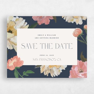 Grayed Navy, Blue Wedding Save the Date - Ashling Landscape
