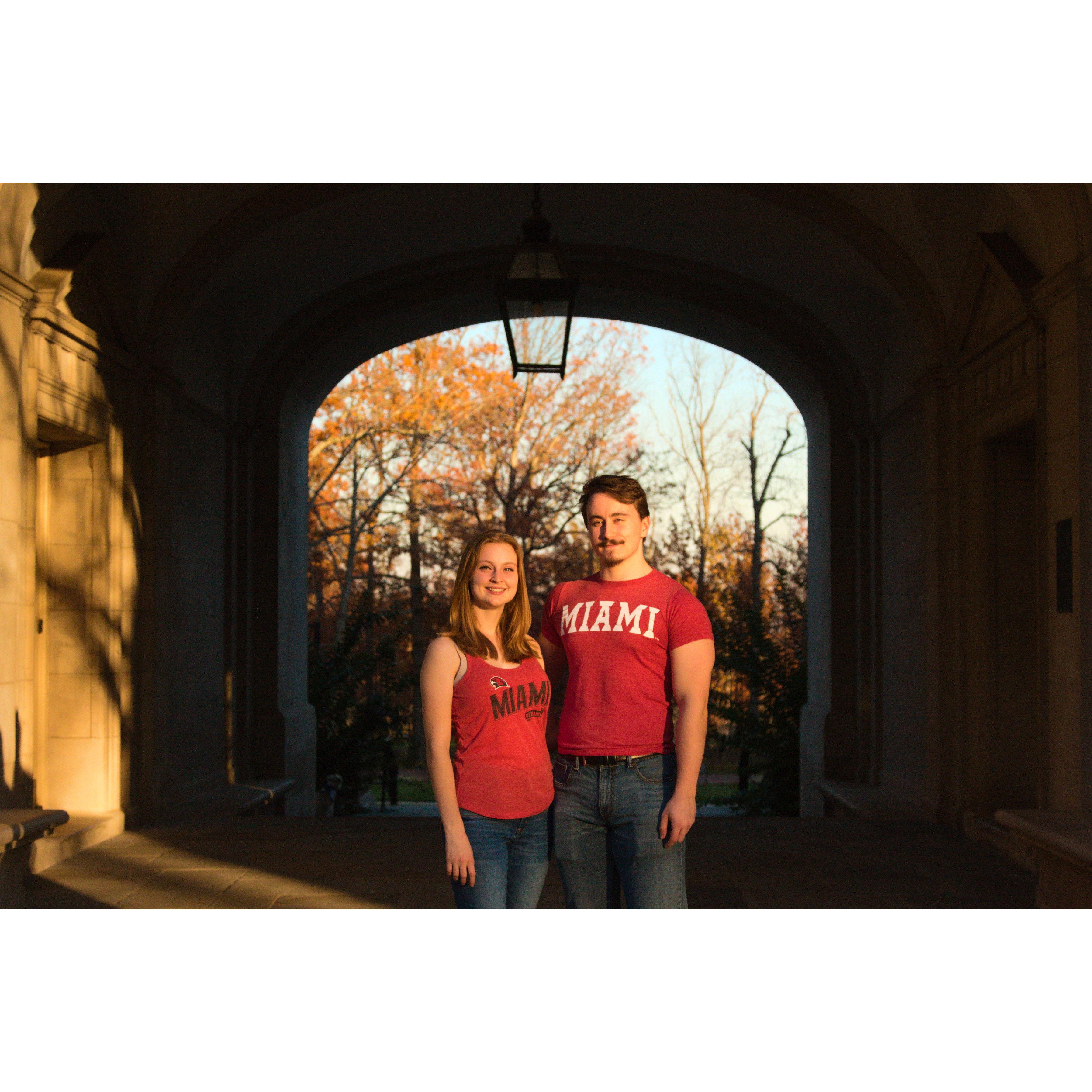 Pictures under the arch at Miami University