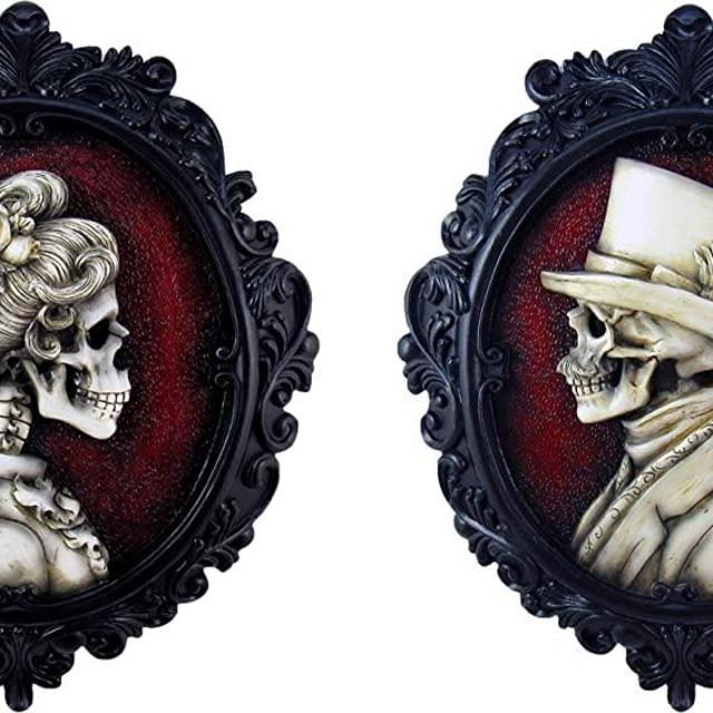 World of Wonders Victorian Gothic Collection Madam and Count (2PK) Cameo Gothic Wall Sculptures | Gothic Wall Decor | Hallway Wall Art | Gothic Valentine's Day Gifts | Spooky Decor -13.75"