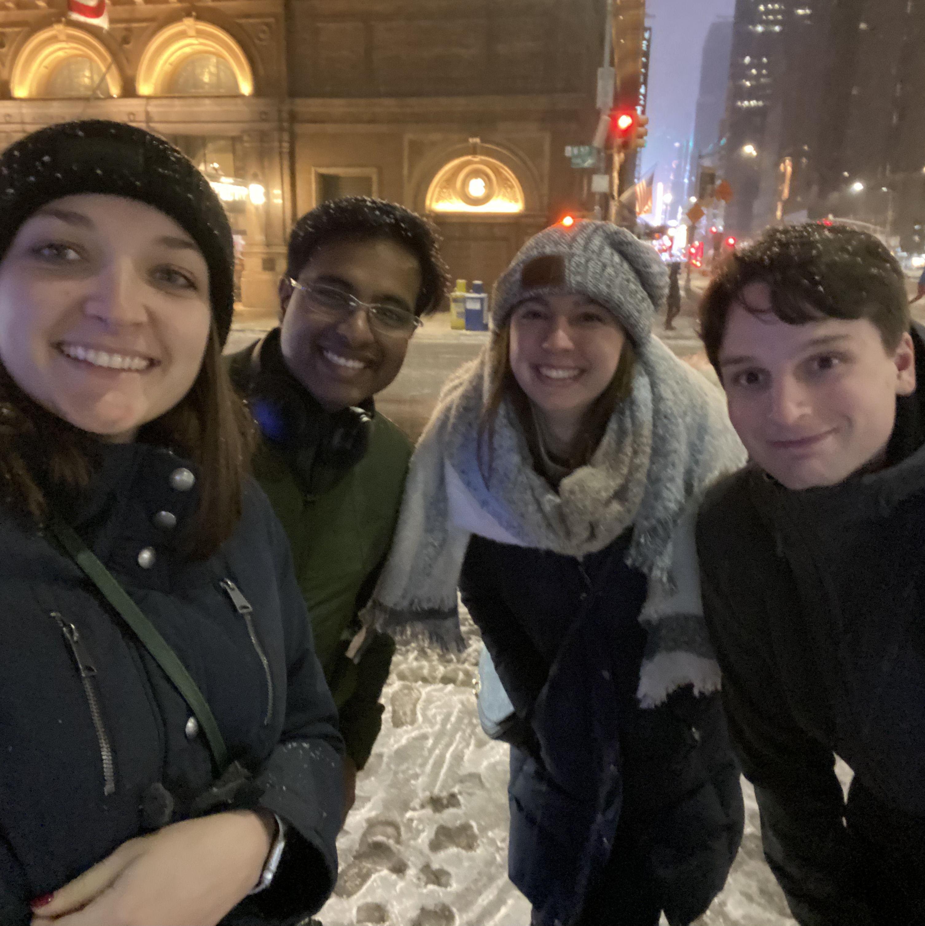 NYC with Jess and Arpan after seeing Beetlejuice on Broadway!