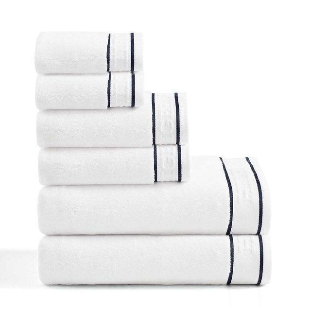 Tommy Hilfiger - Bath Towels, 100% Soft & Absorbent Plush Cotton with Zero Twist Constructions, Quick Dry and Medium Weight Bathroom Towels (Legacy White, 6 Piece)