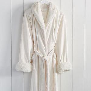 Faux Fur Robe Without Hood - Ivory Alpaca - M