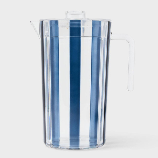 70 fl oz Striped Beverage Picher Navy Blue - Sun Squad™