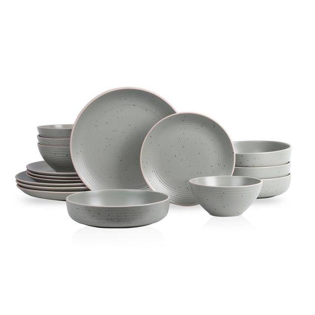Stone Lain Lauren 16-Piece Stoneware Dinnerware Set, Service for 4, Green